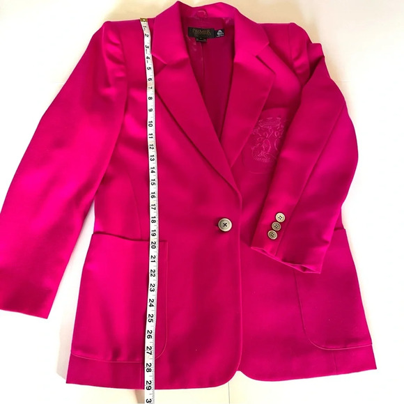 Vintage Oversized Pink Fuchsia 100% Wool Blazer Small/Medium - Picture 10 of 12
